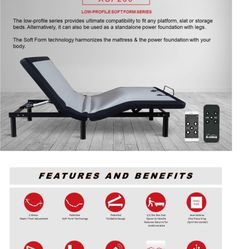 Queen size wireless adjustable bed frame with or without a mattress