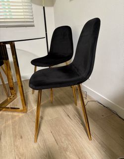 Glass table dining set black chairs