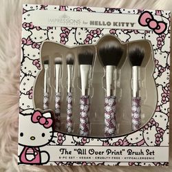 Hello Kitty Impressions makeup brushes black pink white. NEW