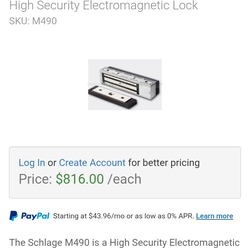 schlage m490 high security electromagnetic lock