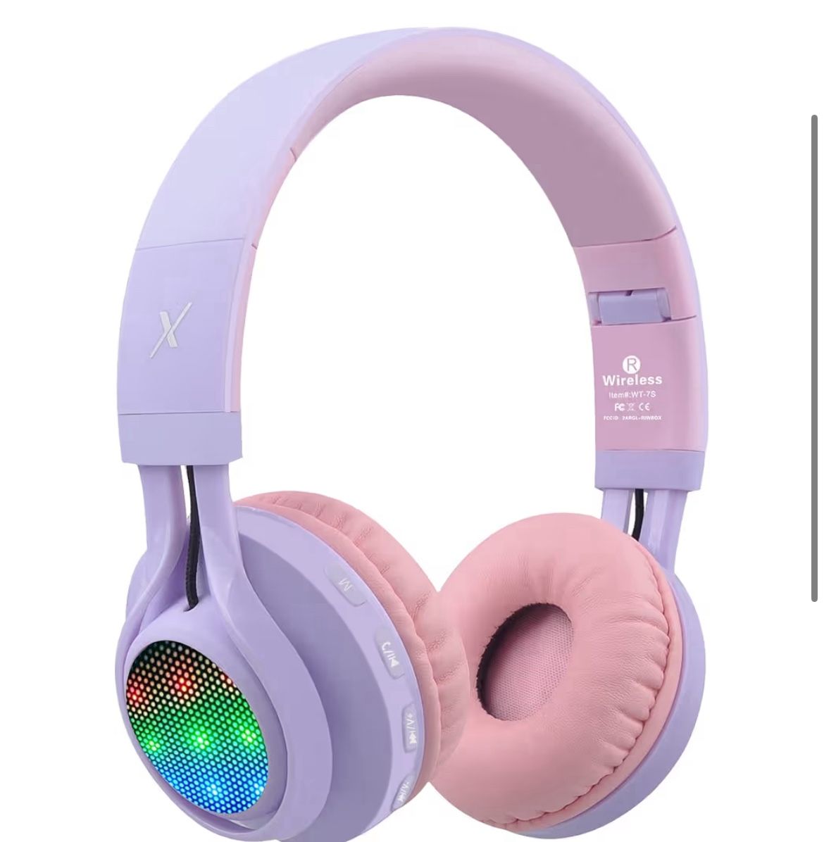 Brand: Riwbox Riwbox WT-7S Kids Bluetooth Headphones Light Up, Foldable Stero Wireless Headset with Microphone and Volume Control for PC/Tablet/TV/Tra