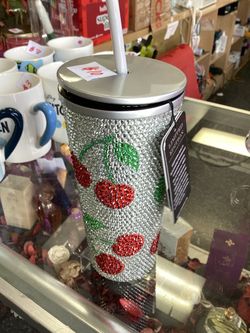Limited Edition Rhinestone Cherry Tumbler with Straw