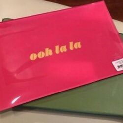 NEW Kate Spade Oh LaLa Glass Trinket Jewelry Boutique Oblong Tray Dish