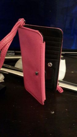 Pink wallet for phone an id