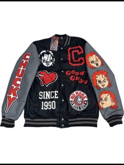 Chucky Varsity Jacket Halloween Costume Adult Mens Clothing Coat Sweater Size Medium Spooky Scary Horror Movie Good Guys Doll