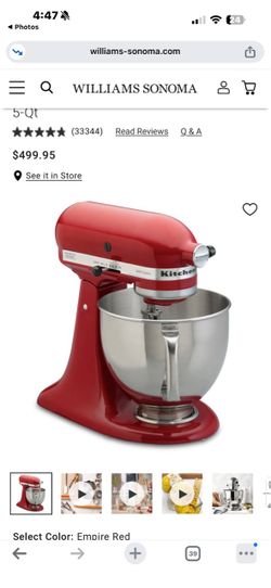 KitchenAid Stand Mixer – Dark Red with Stainless Steel Bowl