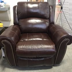 Top Grain Leather Power Recliner With Nailhead Accents