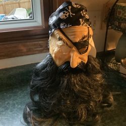 Halloween Pirate Mask With Full BeRd And Bandanna Probably Ages 8 And Up Very Clean Easy Adjust