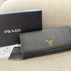 Authentic Prada Saffiano Leather Wallet W/ Box