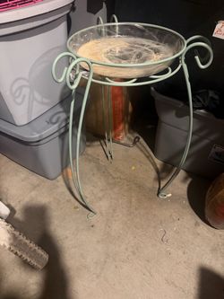 Decorative Metal Plant Stand with Glass Bowl