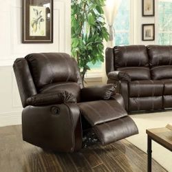 BROWN BONDED LEATHER RECLIENR CHAIR - NEW YEAR'S SALE PRICE