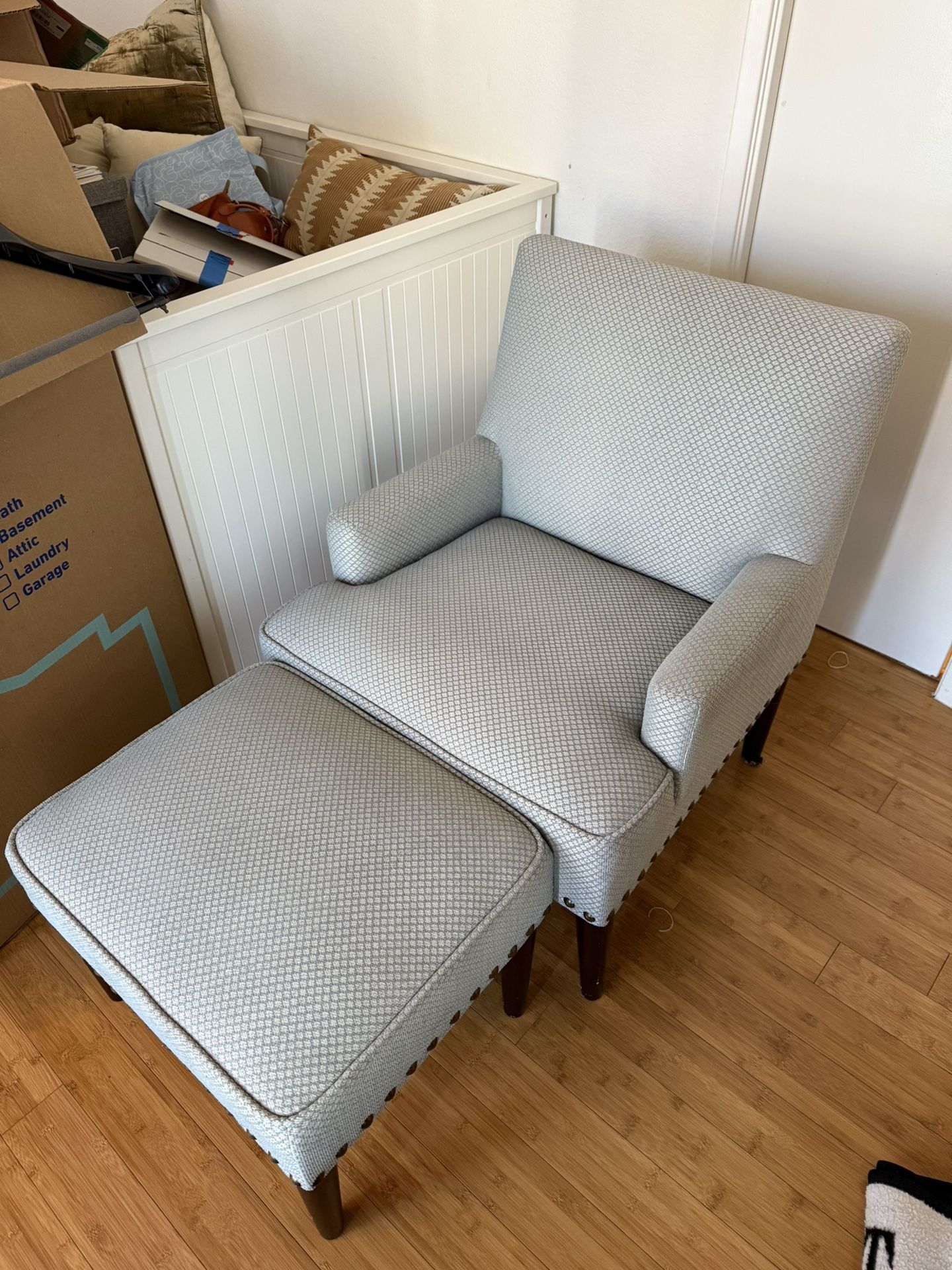 Pier 1 Imports armchair with matching ottoman