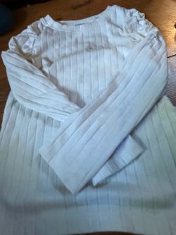 Garanimals White Ribbed Long Sleeve Ruffle Shoulder Top 4T