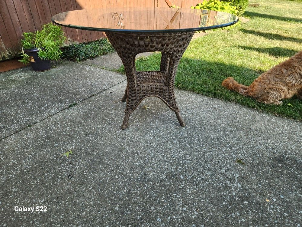 Glass Top Wicker Table Ethan Allen
