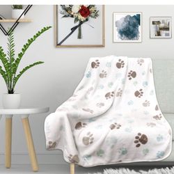 New Dog Cat Blankets Washable, Soft Pet Mat Throw Cover for Kennel Crate Bed, Cute Paw Pattern, Dog Blanket, Pet Blanket Pet Paws So Cute 