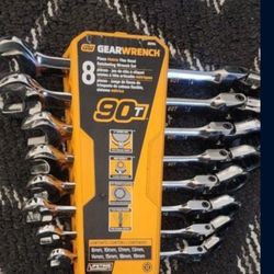Gearwrench  Metric 90-Tooth Flex Head Combination Ratcheting Wrench Tool Set with Tray. 8-Piece