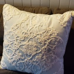19" Square Embroidered Throw Pillow