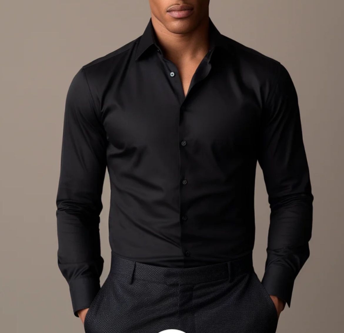 New Men’s Black Long Sleeve Button Down large
