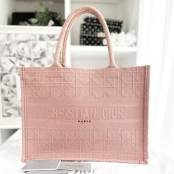 Christian Dior Book Tote Canvas Pink Tote Bag 