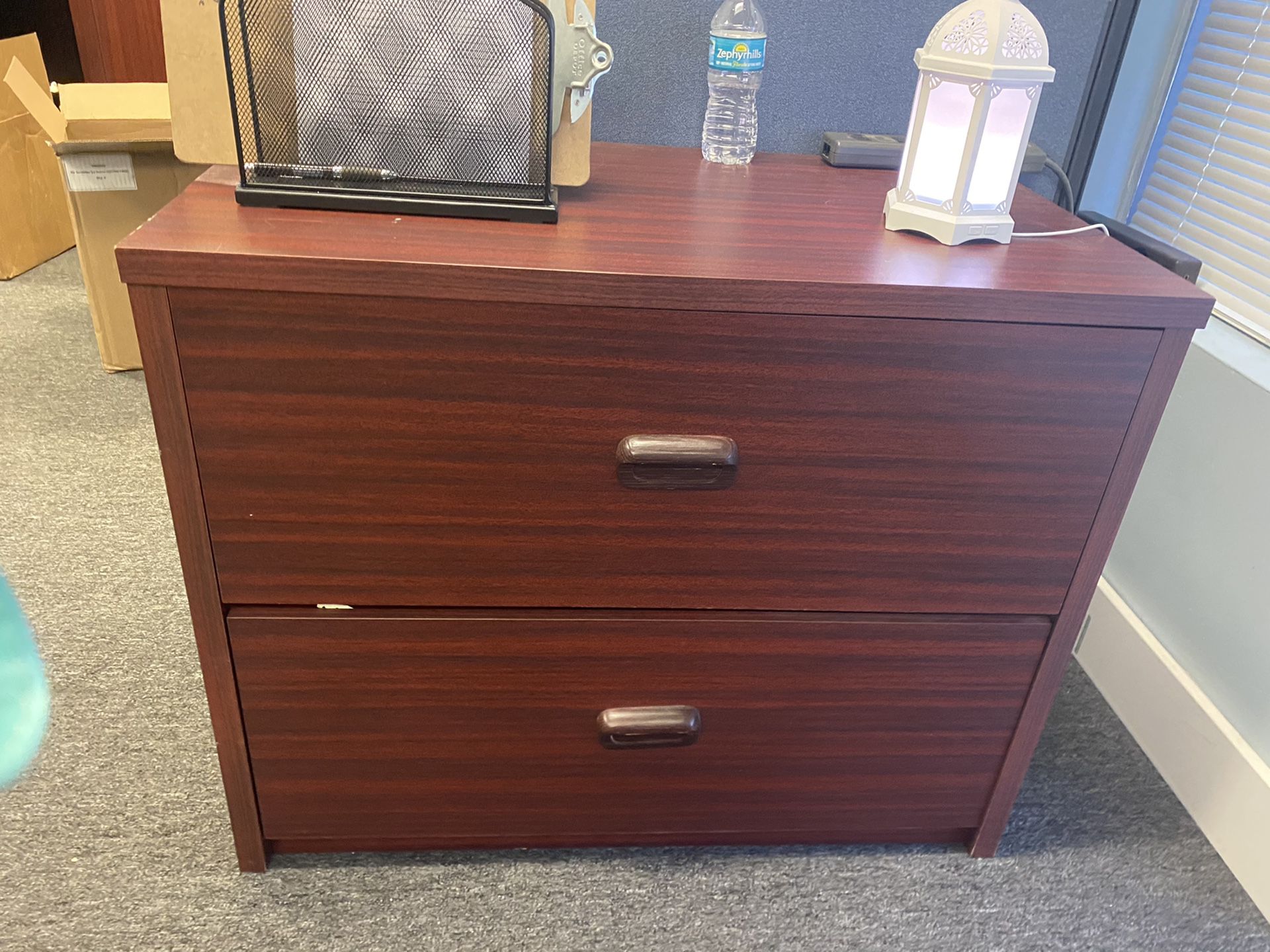 2 cherry wood file cabinets