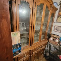 Vintage Wood China Cabinet  (FREE)