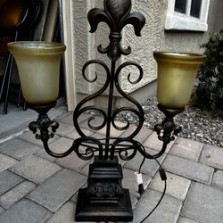 New Orleans Inspired Table Lamp. Approximately Two Feet High. Beautiful Glow From The Two Lights.