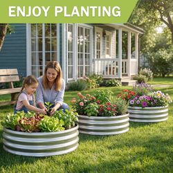3 Pack 2x2x1 ft Round Galvanized Raised Garden Bed Kit