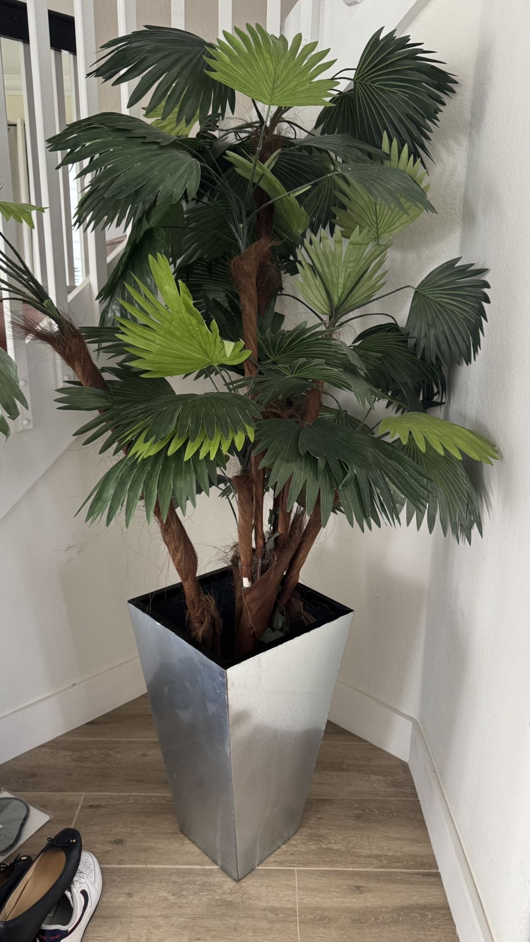 Faux Plant With Aluminum Planter 