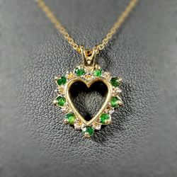 Jewelry 14k solid yellow gold natural diamond emerald stone 0.80CTW Pendant charm