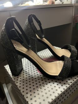 Women's  Rhinestone Open Toe Ankle Strap Block Heel