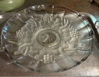 ndiana Glass Garland Frosted 12 3/8" Console Bowl with Gold Trim