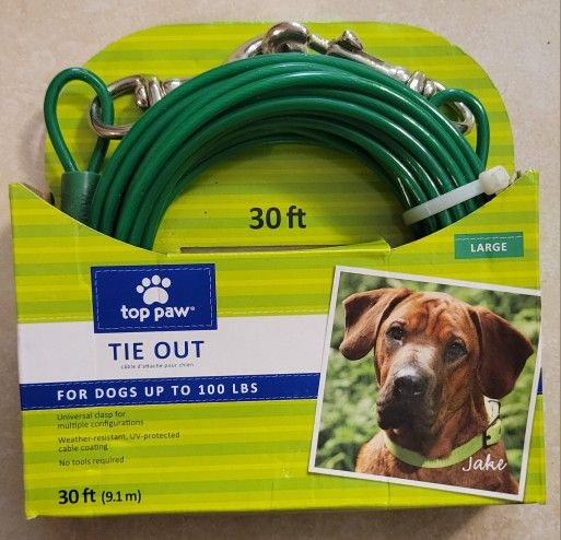 Dog Tie Out Top Paw Large 30 Feet Up To 100 Pounds