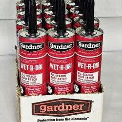 ***(Lot Of 12) Gardner Wet-R-Dri All Season Roof Patch (10 fl. oz)***