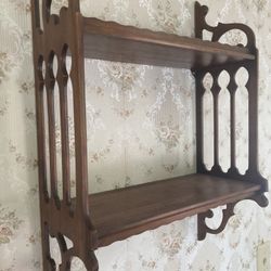 Antique Carved Wall Shelf Mahogany 24 T X 17 W X 7” D