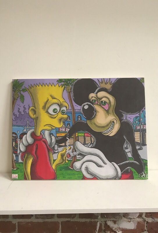 Bart Simpson Mickey Mouse Art EEdunkeez stretched canvas