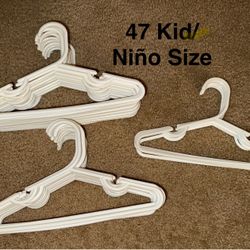 Kids Plastic White Hangers 11” (47) Total