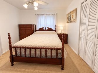 Cherry Wood Four-Poster Bed Frame