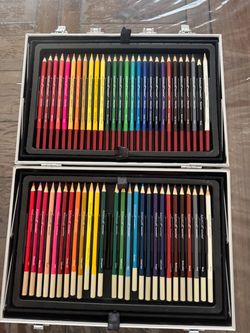 Prismacolor Premier 120 color pencil set with eraser, sharpener, and paint palette #art #drawing Used but some are new With hard case storage box