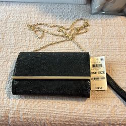 Inc Black Snap Crossover Or Strap Purse