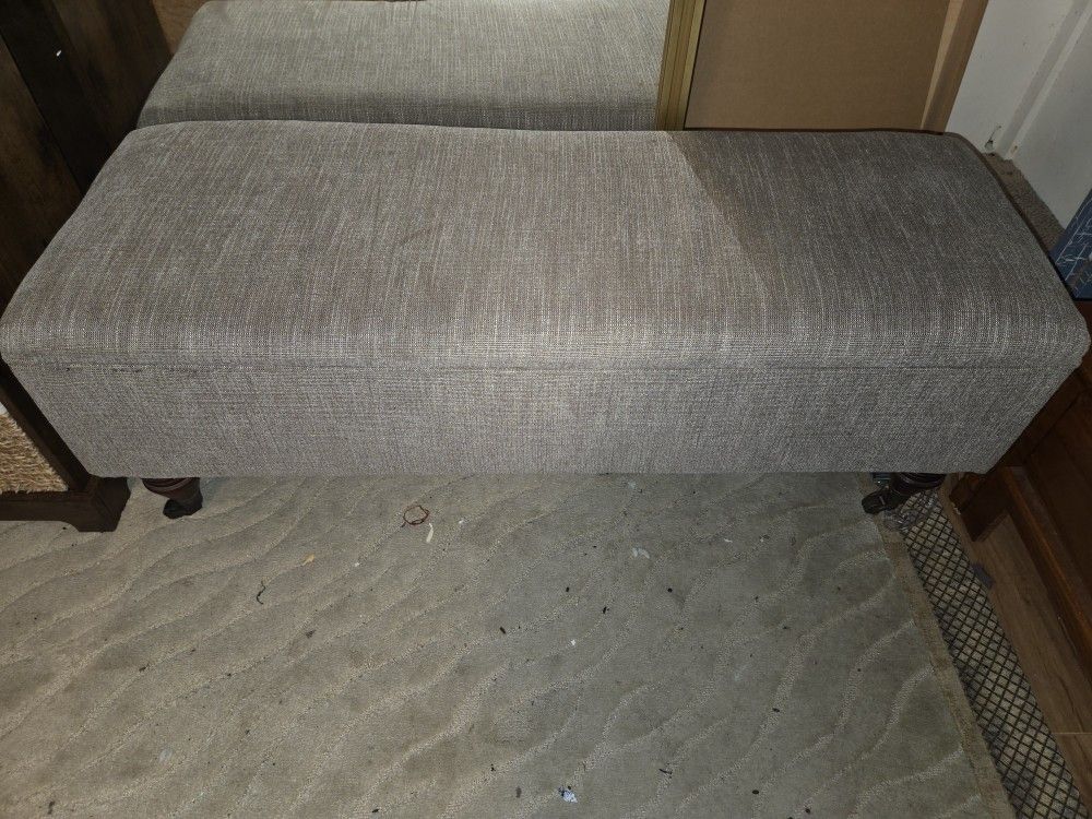 Grey Ottoman With Wheels