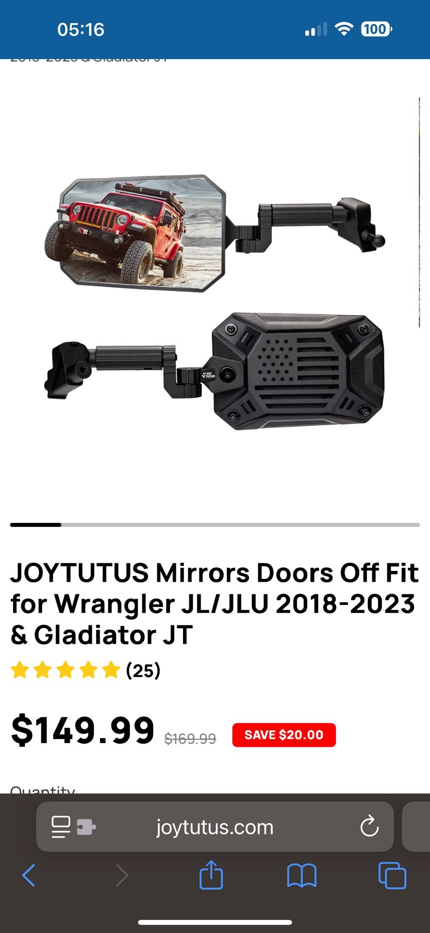 Joytutus Mirrors For A Wrangler JL/JLU!