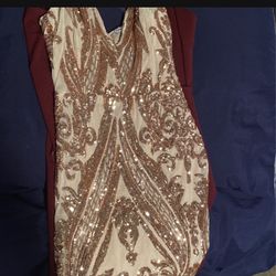 Fashion Nova Gold Sequin Dress 