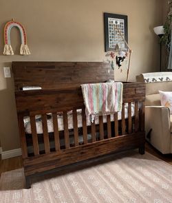 Beautiful Dark Wood Convertible Crib