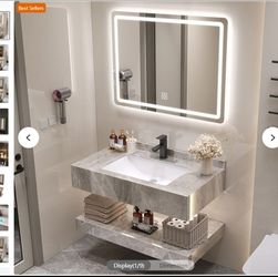 Bathroom vanity 2 piece, 1 LED Mirror, faucet