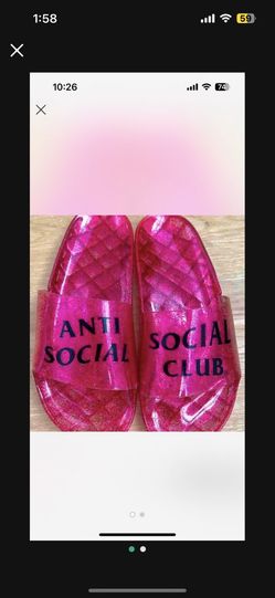 Anti Social Social Club Jelly Pink Glitter Slides New