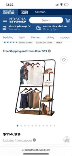 Freestanding Clothing Rack with Shelves