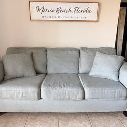 Light Blue Fabric Sofa – Rooms To Go (90” x 42”)