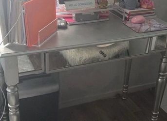Silver and Glass Vanity Desk