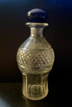 Hand-Cut Crystal Decanter w/ Cobalt Blue Stopper