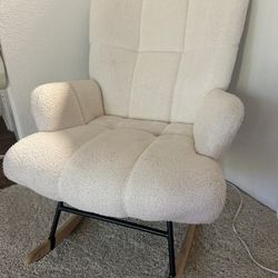 Modern Cream Bouclé Rocking Chair – Cozy & Stylish